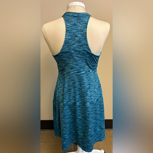 Teal activewear sportsbra knee length stretchy halter dress women's size Medium - Picture 5 of 11